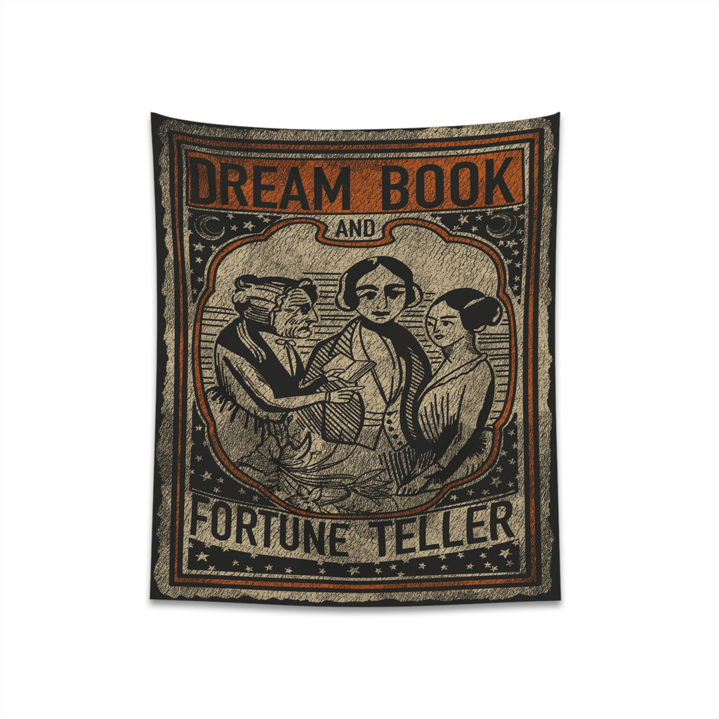 Witch's Dream Book & Fortune Telling Game Vintage Victorian Halloween Cloth Tapestry Wall Decor 34" × 40"