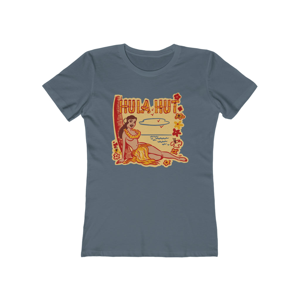 The Hula Hut Vintage Souvenir Premium Women's T-shirt Solid Indigo