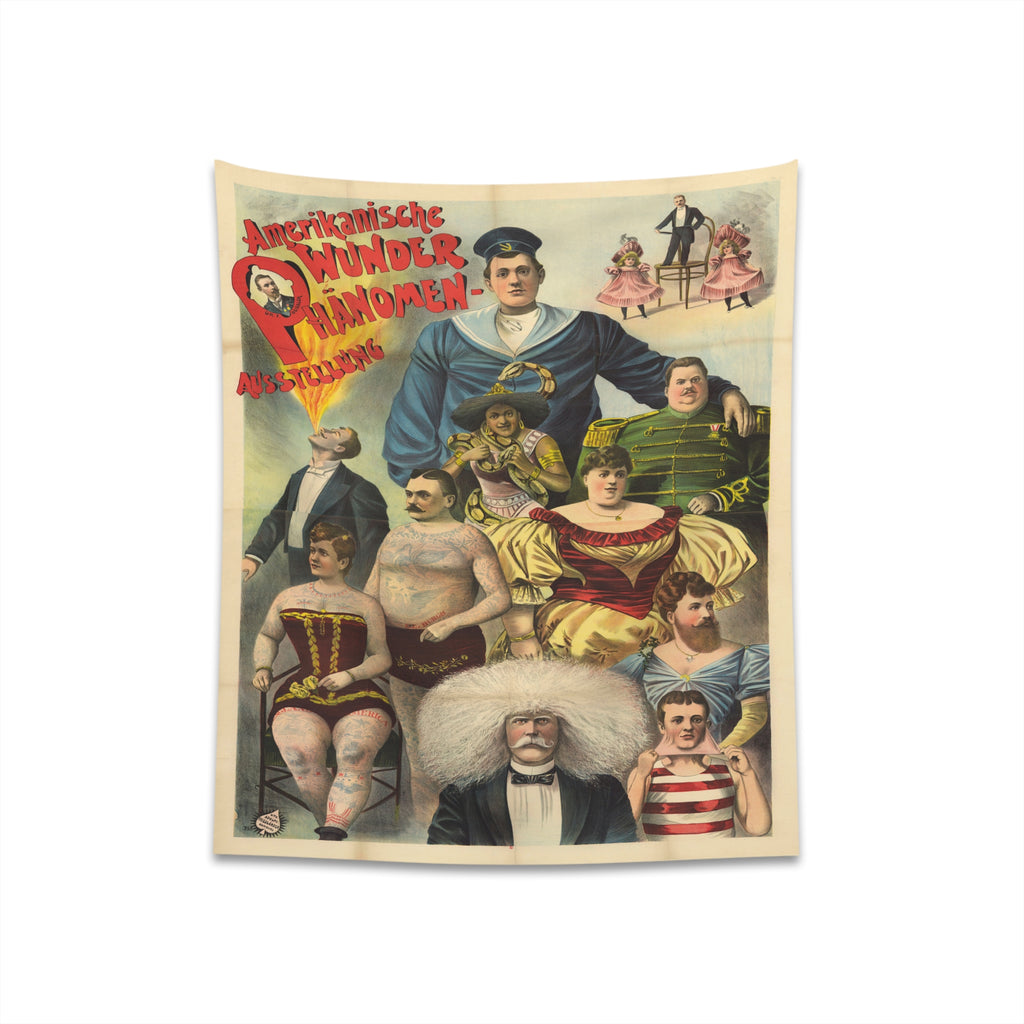 Freak Show Poster Vintage Victorian Carnival Attraction Side Show Cloth Tapestry Halloween Wall Decor 34" × 40"