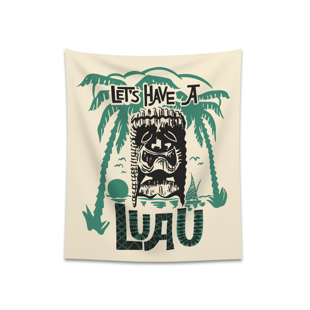 Let's Have A Luau Tiki Soft Cloth Wall Tapestry Indoor Wall Decor 34" × 40"
