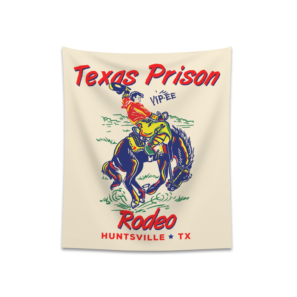 Texas Prison Rodeo Poster Vintage Western Soft Cloth Wall Tapestry Indoor Decor 34" × 40"