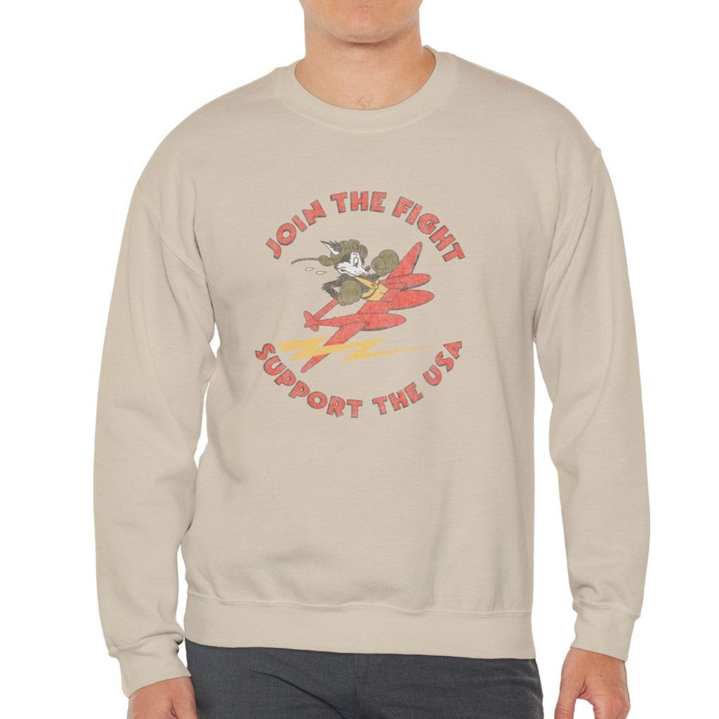 Support The USA Vintage Military Logo Men's Unisex Sweatshirt - Assorted Colors Sand