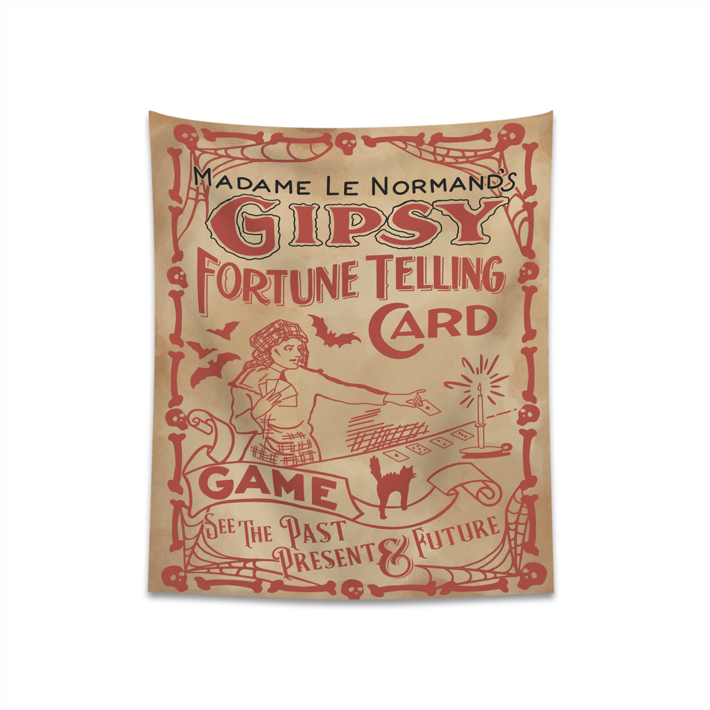 Gipsy Fortune Telling Card Game Vintage Victorian Halloween Cloth Tapestry Wall Decor 34" × 40"