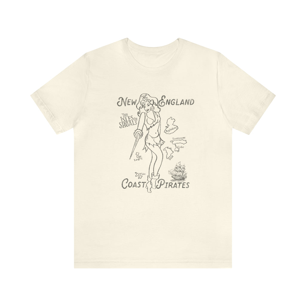 New England Pirate Woman - Isle of Shoals - Vintage Pinup Soft Cream Cotton Men's T-shirt Natural