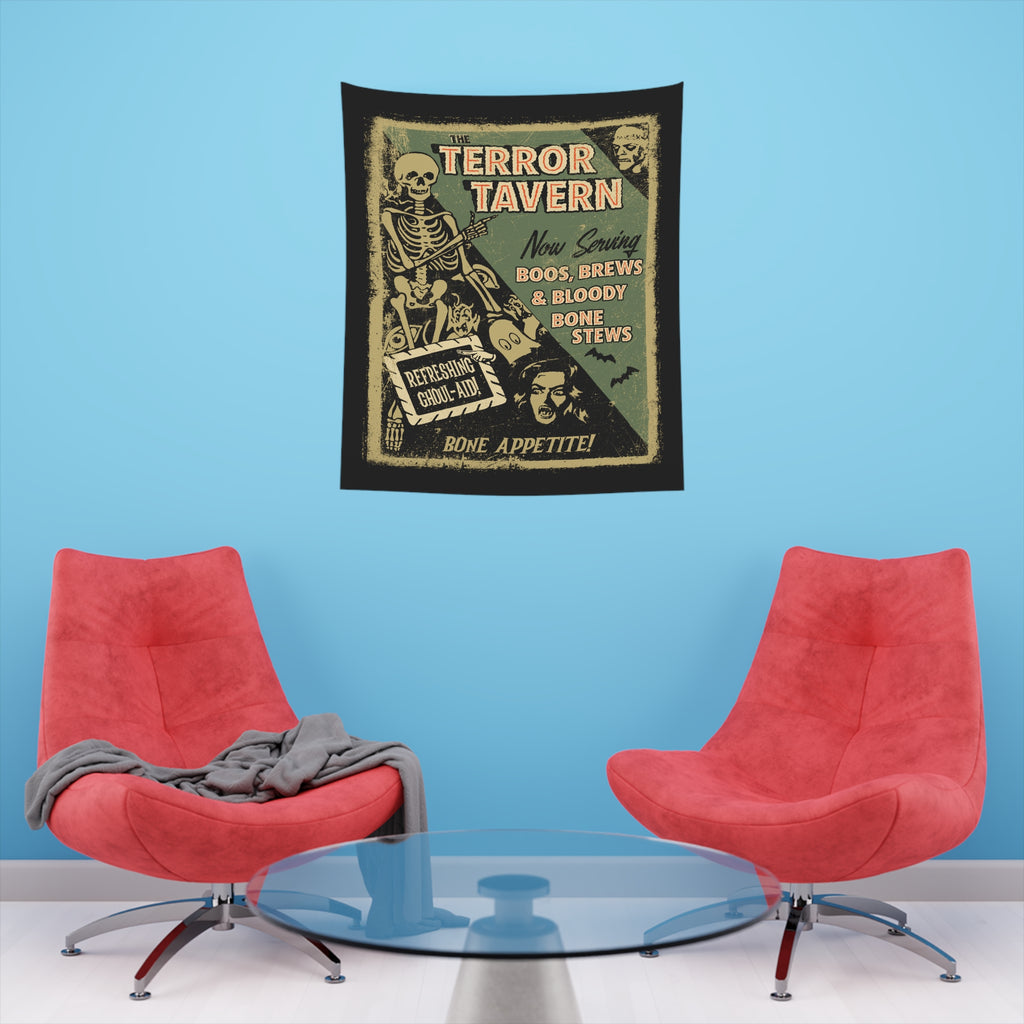 Terror Tavern Spooky Soft Cloth Wall Tapestry Halloween Indoor Decor