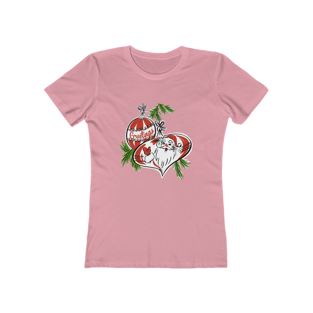 Retro Santa Christmas Ornament - Women's T-shirt Solid Light Pink