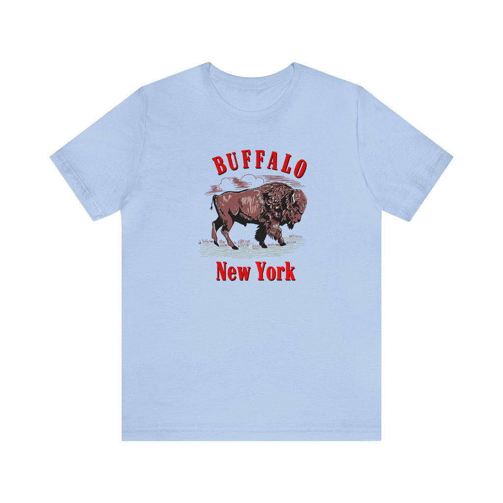 Buffalo New York Western Men's Cotton T-shirt Baby Blue