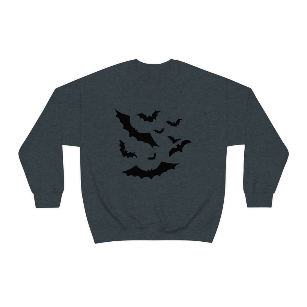 Bats Vintage Halloween Spooky Unisex Sweatshirt in 5 Assorted Colors Dark Heather