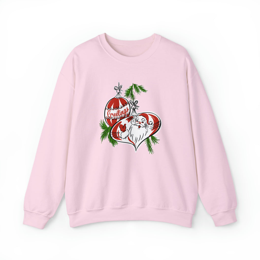 Retro Santa Christmas Ornament Women's Unisex Sweatshirt Light Pink