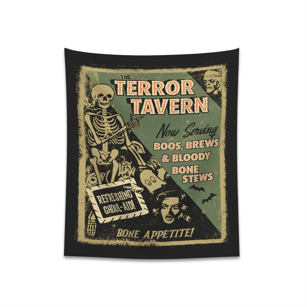 Terror Tavern Spooky Soft Cloth Wall Tapestry Halloween Indoor Decor 34" × 40"