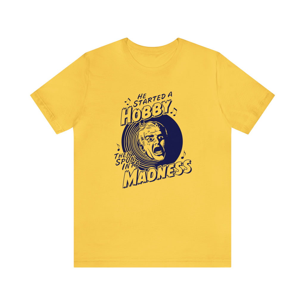 Vintage Horror - The Record Collector - Retro Spun Into Madness Men's T-shirt Yellow