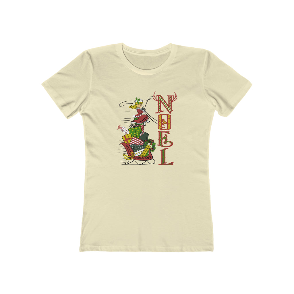 Retro Girl Noel Christmas Sleigh - Women's T-shirt Solid Natural