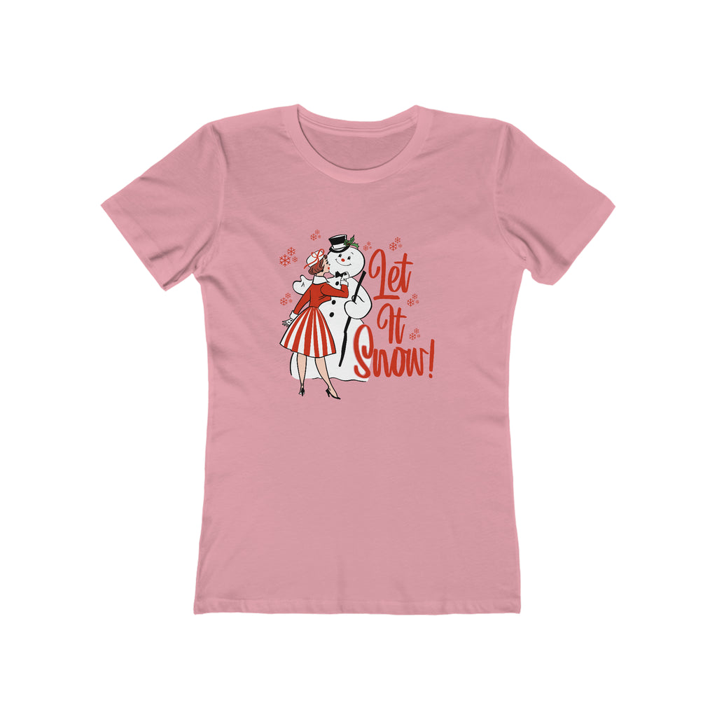 Let It Snow Retro Lady Christmas - Women's T-shirt Solid Light Pink