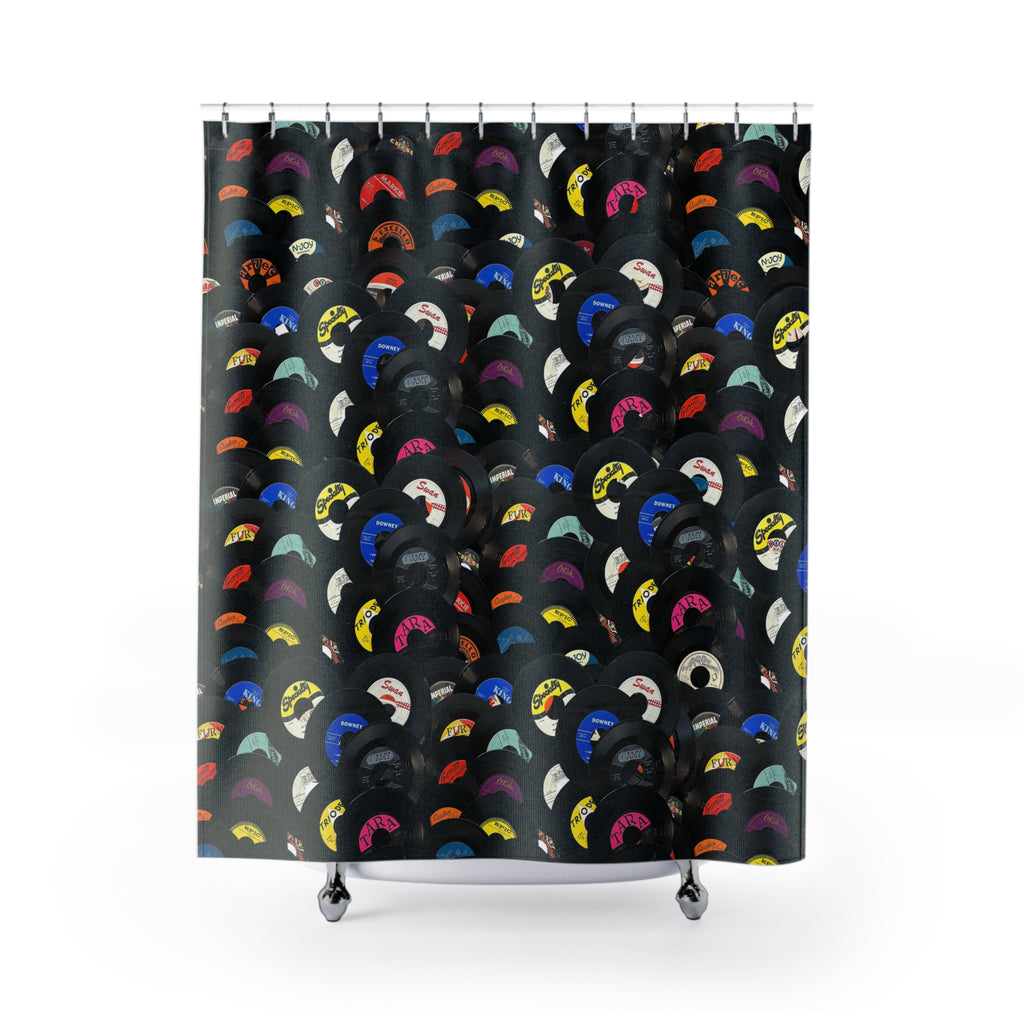 Rock and Roll Record Labels Shower Curtain 71" × 74"