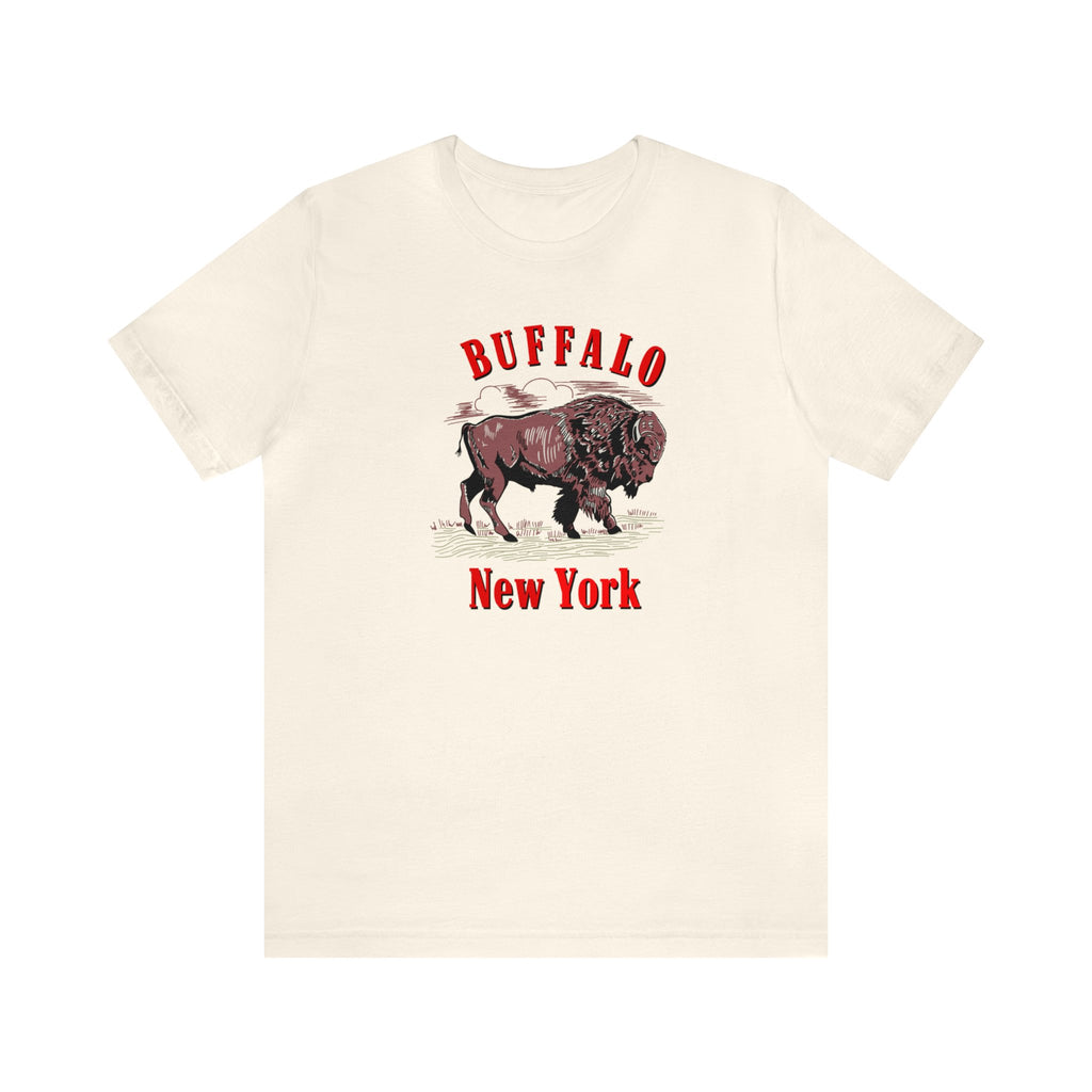 Buffalo New York Western Men's Cotton T-shirt Natural