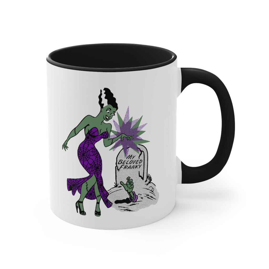 Bride of Frankenstein Black Accent White Ceramic Coffee Mug, 11oz.