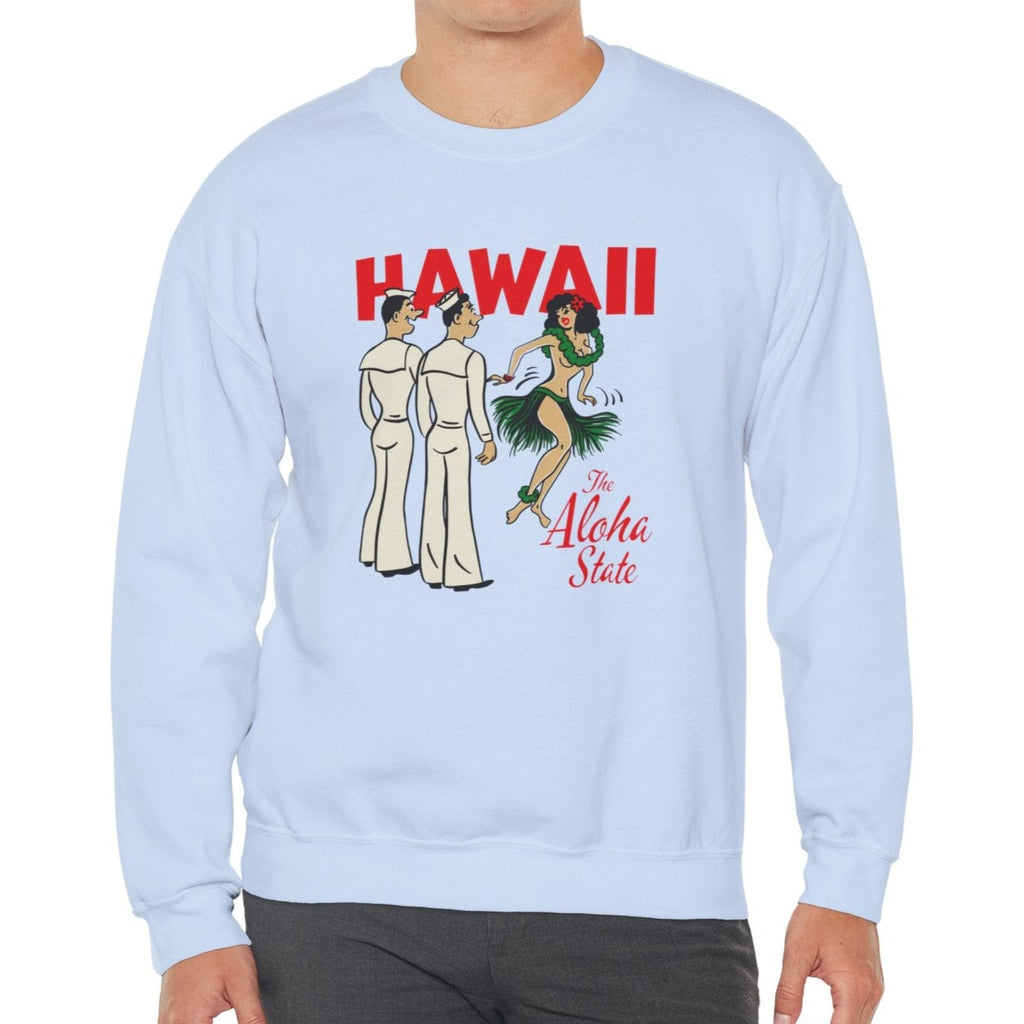 Hawaii The Aloha State Hula Men's Unisex Sweatshirt - Assorted Colors Light Blue