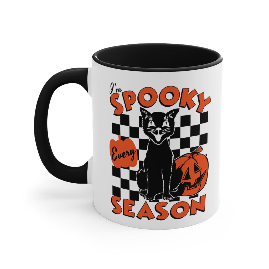 Black Cat Spooky Season Halloween Black Accent Ceramic Coffee Mug, 11oz. , Black 11oz