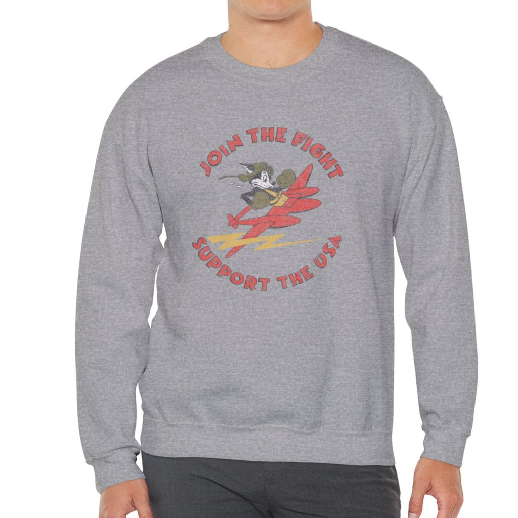 Support The USA Vintage Military Logo Men's Unisex Sweatshirt - Assorted Colors Sport Grey