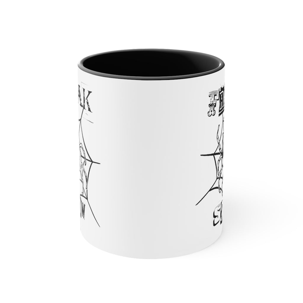 Freak Show Horror Black Accent White Ceramic Coffee Mug, 11oz.
