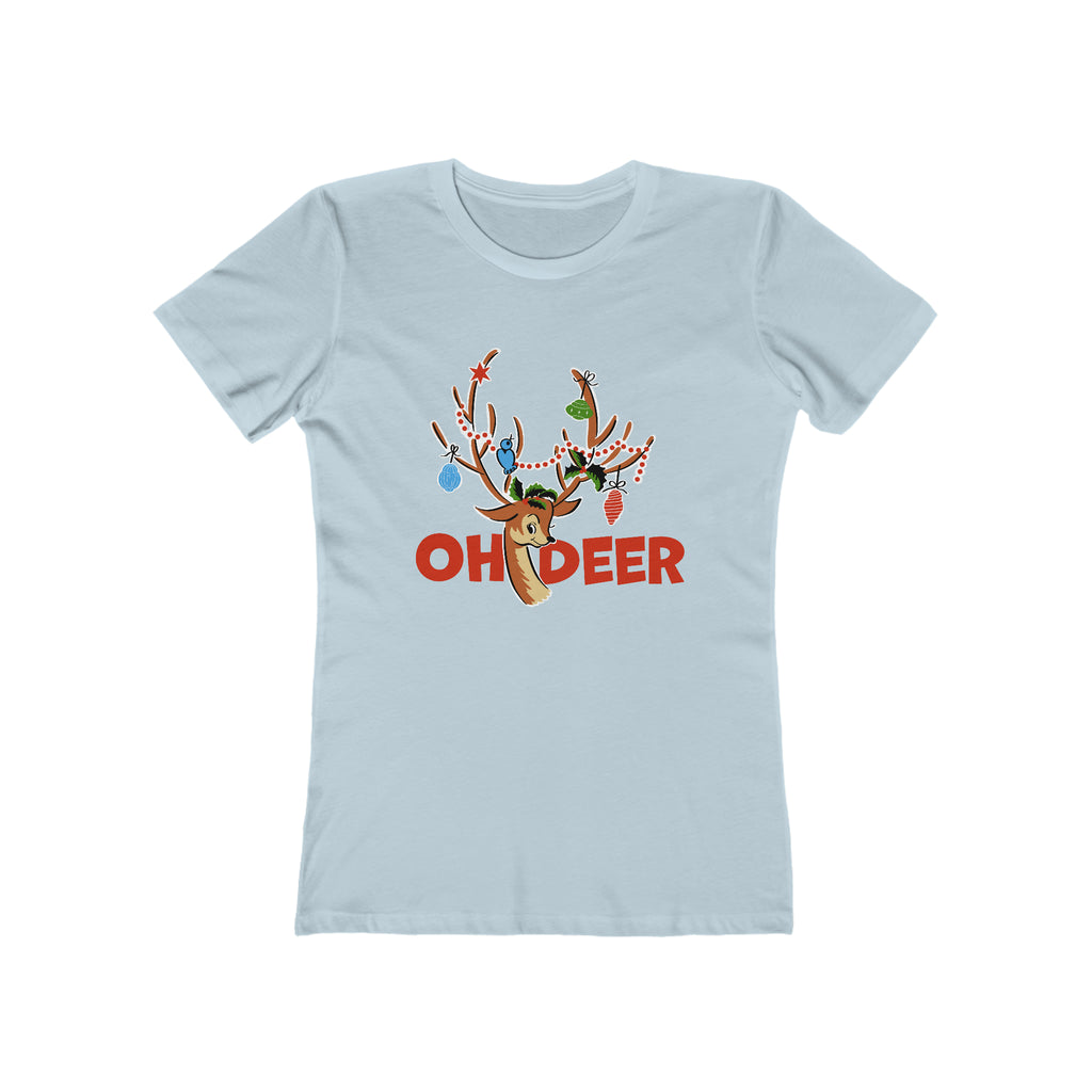 Oh Deer Reindeer Christmas - Women's T-shirt Solid Light Blue