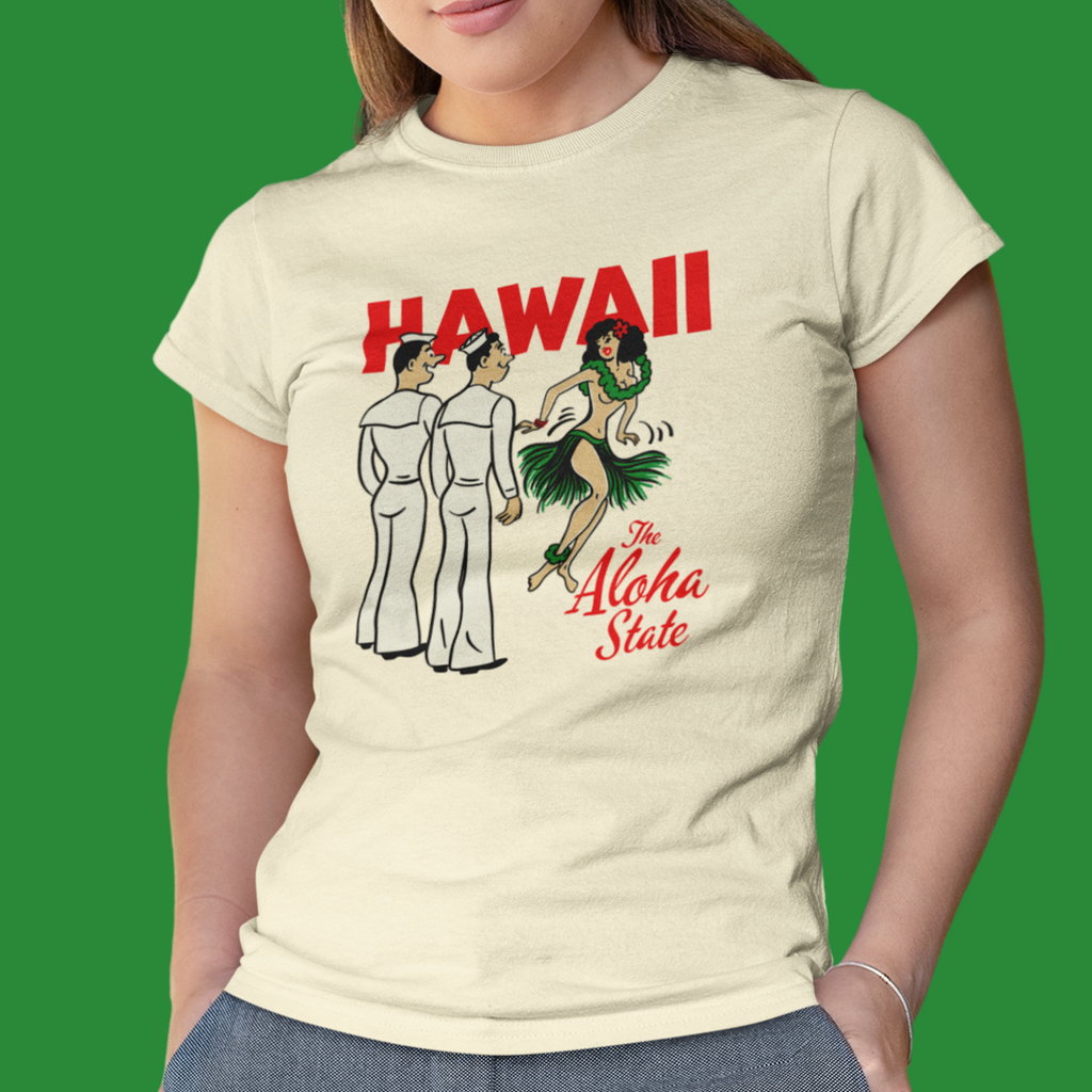 Hawaii The Aloha State Retro Hula & Sailor Women's T-shirt