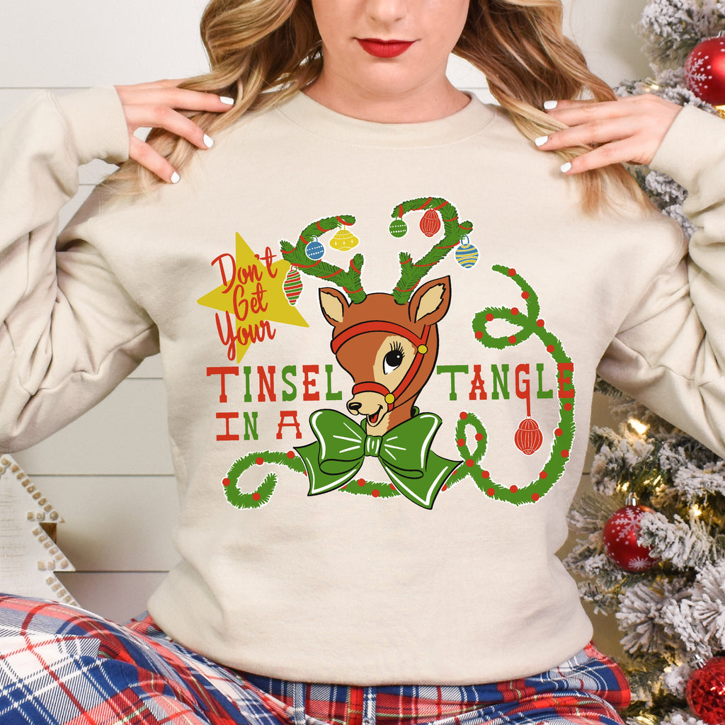 Tinsel Tangle Reindeer Christmas- Women's Unisex Sweatshirt