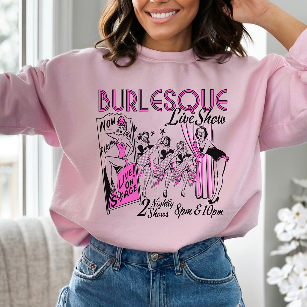 Retro Burlesque Poster Unisex Sweatshirt - Assorted Colors Light Pink