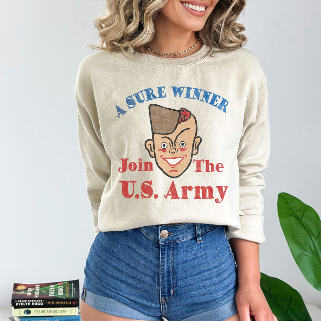 Join USA Vintage Army Ad Women's Unisex Sweatshirt - Assorted Colors Sand