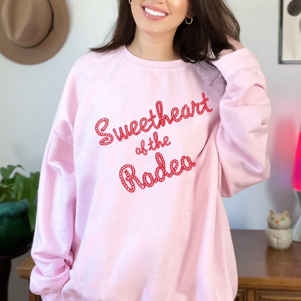 Sweetheart of the Rodeo Western Cowgirl Graphic Rope Design Unisex Sweatshirt in 4 Assorted Colors