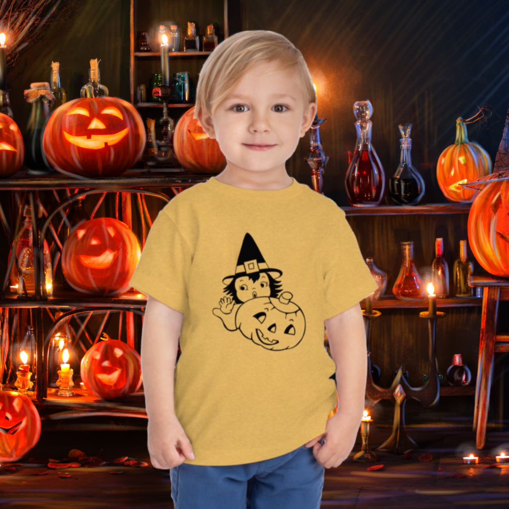 Little Witch Retro Short Sleeve Vintage Halloween Toddler T-shirt
