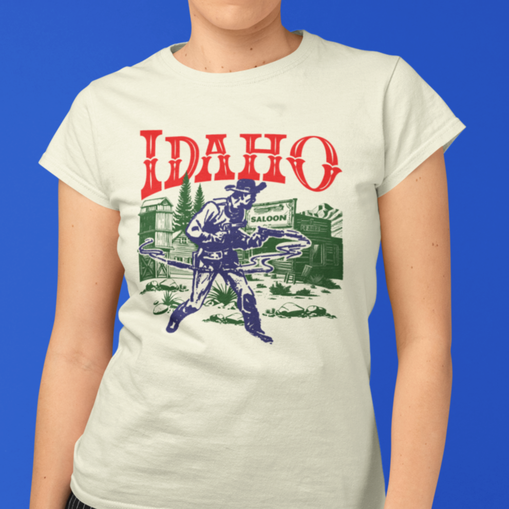 Idaho Wild West Ghost Town Gunslinger Ladies Premium Cream Cotton T-shirt