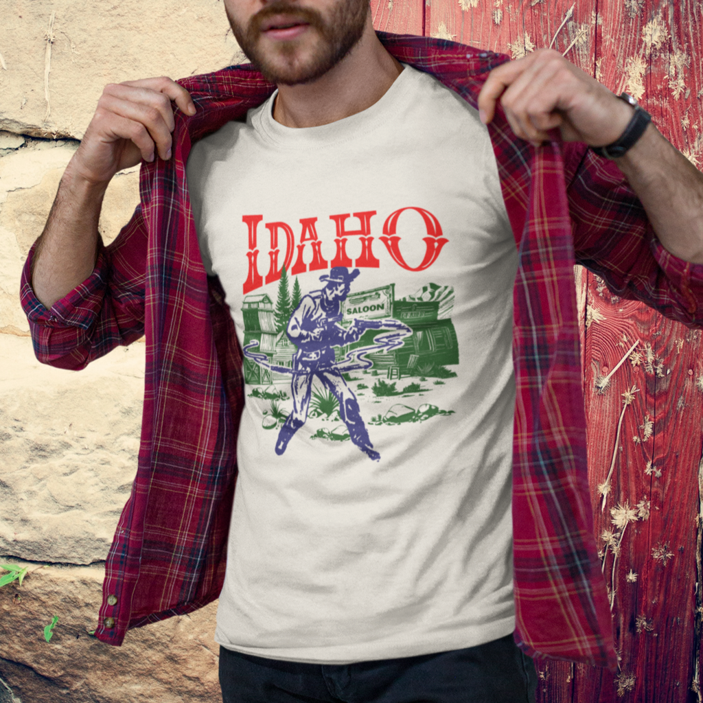 Idaho Wild West Gunslinger Retro Men's Premium Cream CottonT-shirt