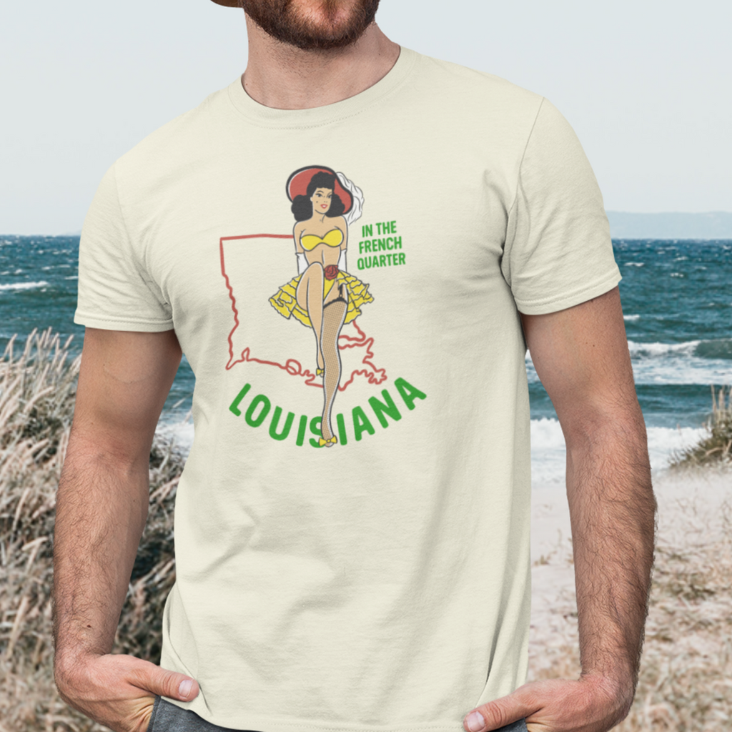 Louisiana Pinup Logo Men's Cream T-shirt