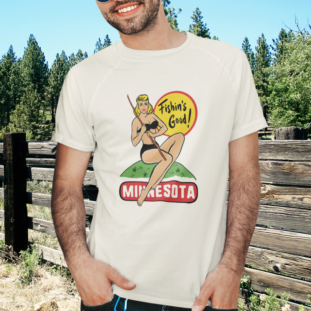 Minnesota Cowgirl Pin-Up Mens Premium Cream Cotton T-shirt
