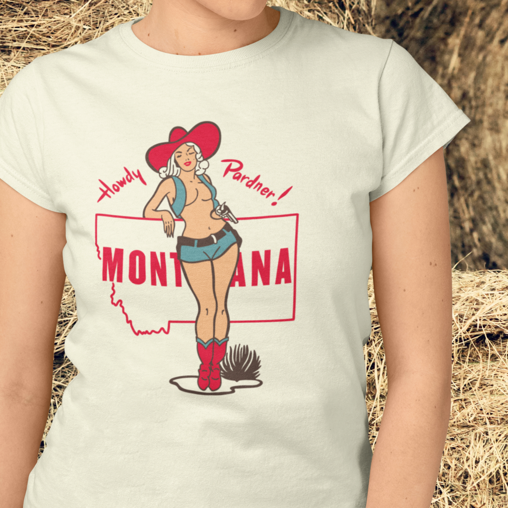 Montana State Pinup Ladies Cream T-shirt