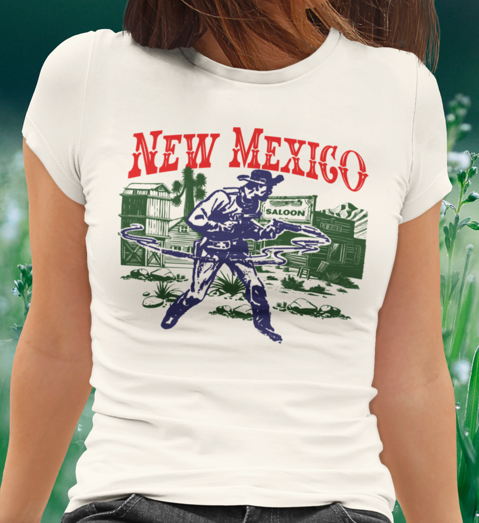 New Mexico Wild West Ghost Town Gunslinger Ladies Premium Cream Cotton T-shirt