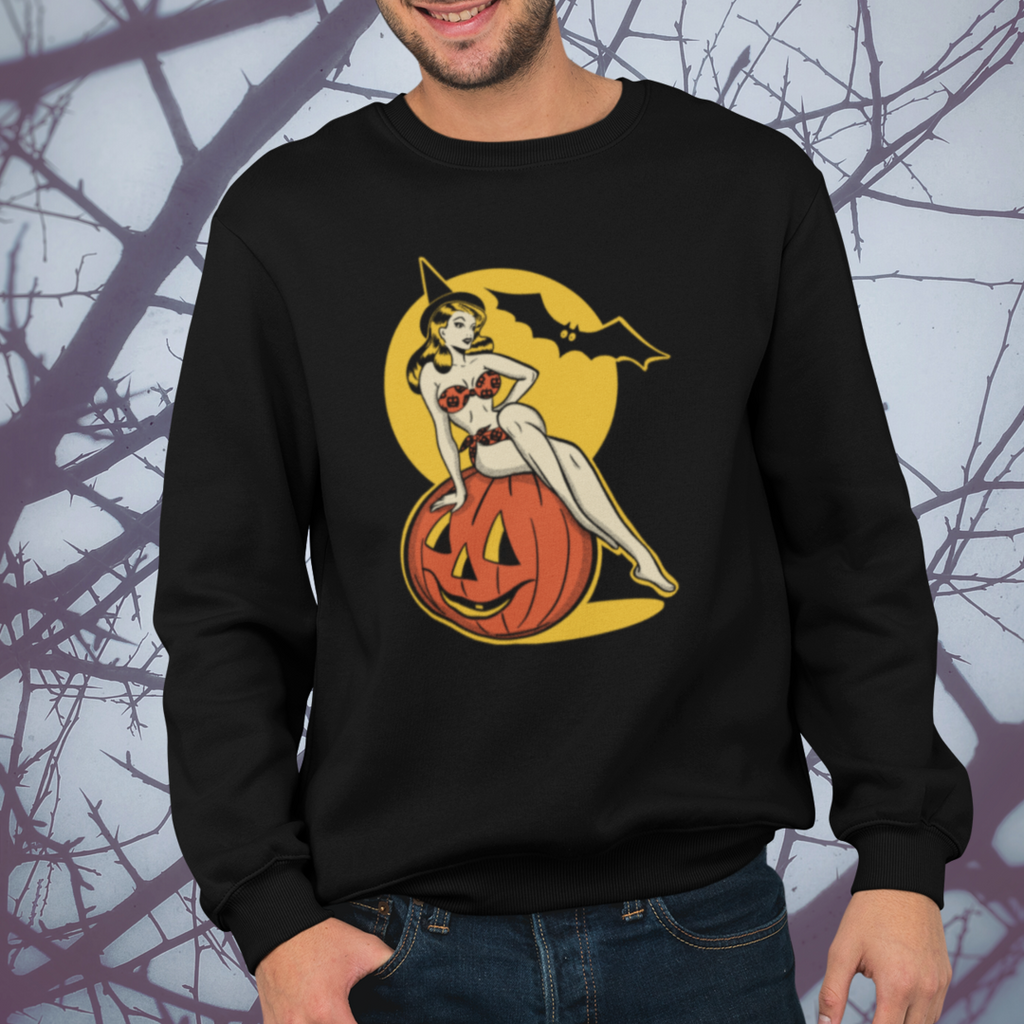 Classic Halloween Pinup Pumpkin Vintage1950s Crewneck Sweatshirt