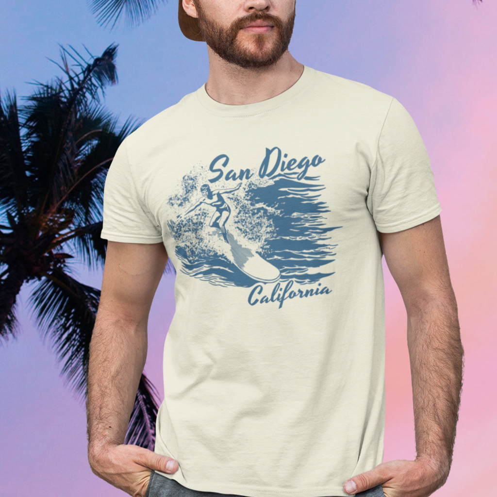San Diego California Vintage Surfer Soft Cotton Men's T-shirt