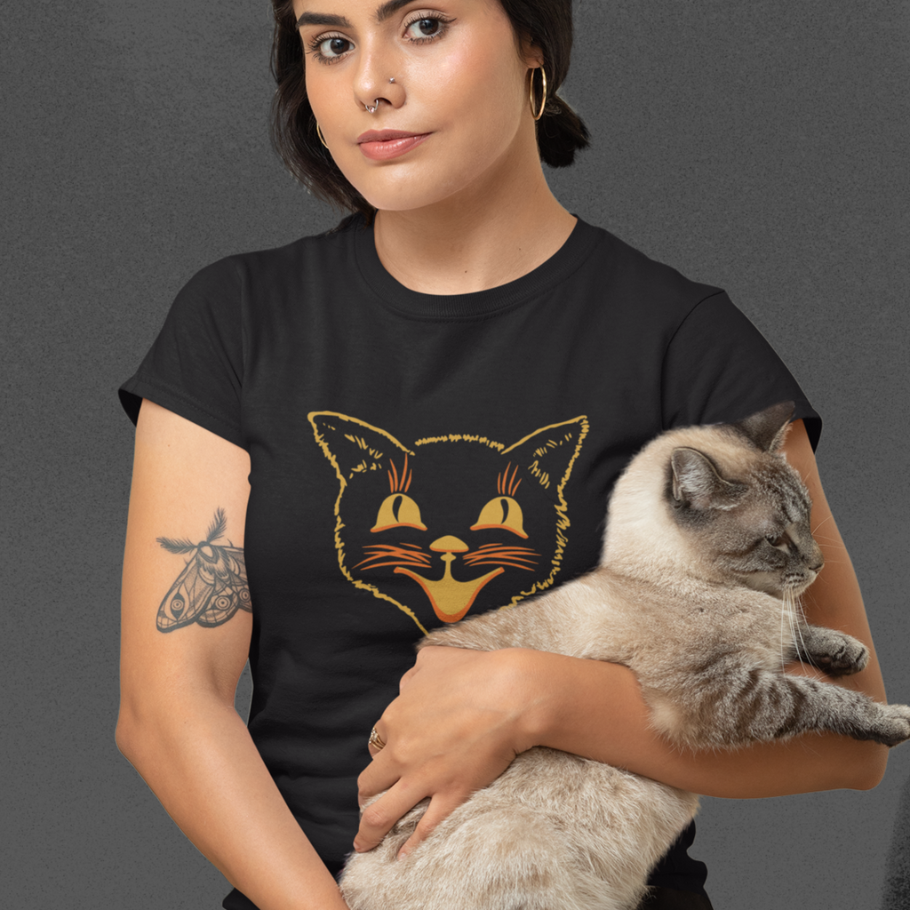 Halloween Cat Premium Cotton Women's T-shirt