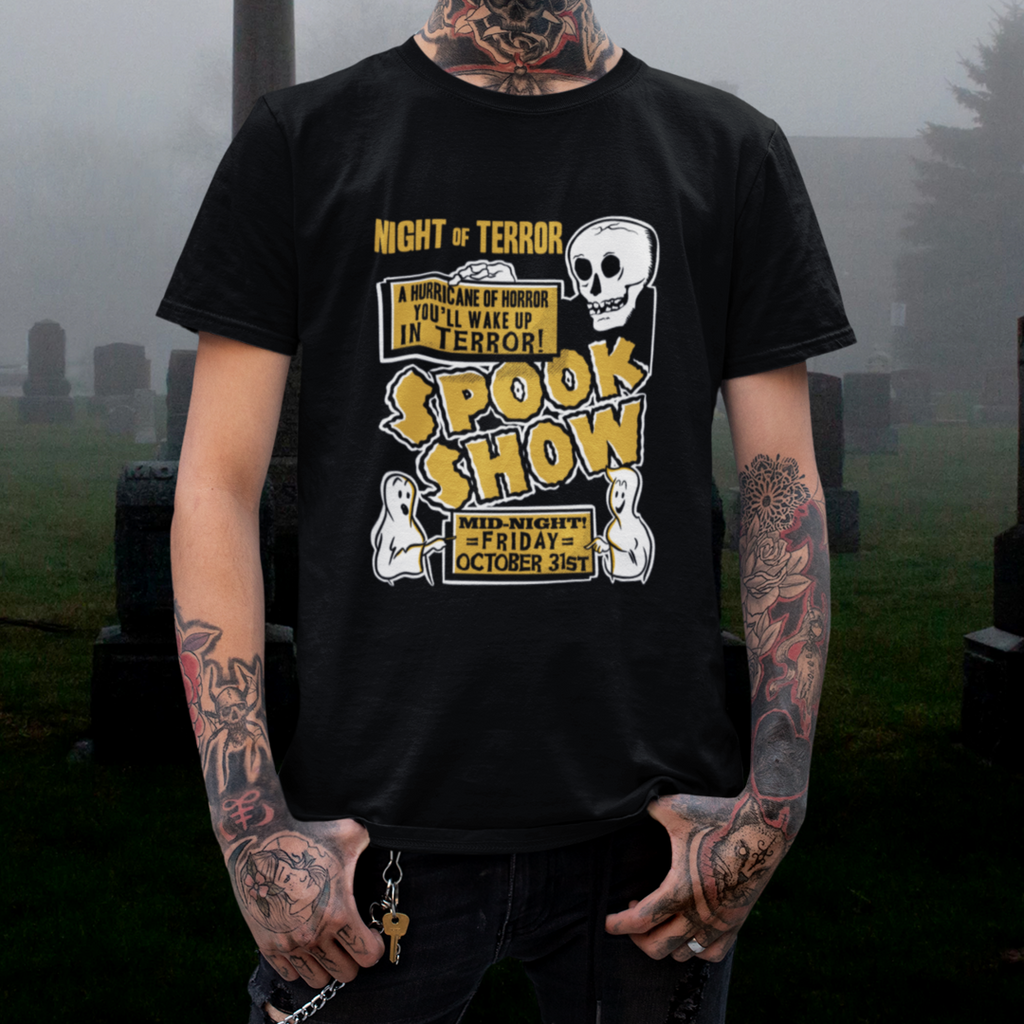 Spook Show Vintage Style Horror Poster Unisex Premium Cotton Men's T-shirt