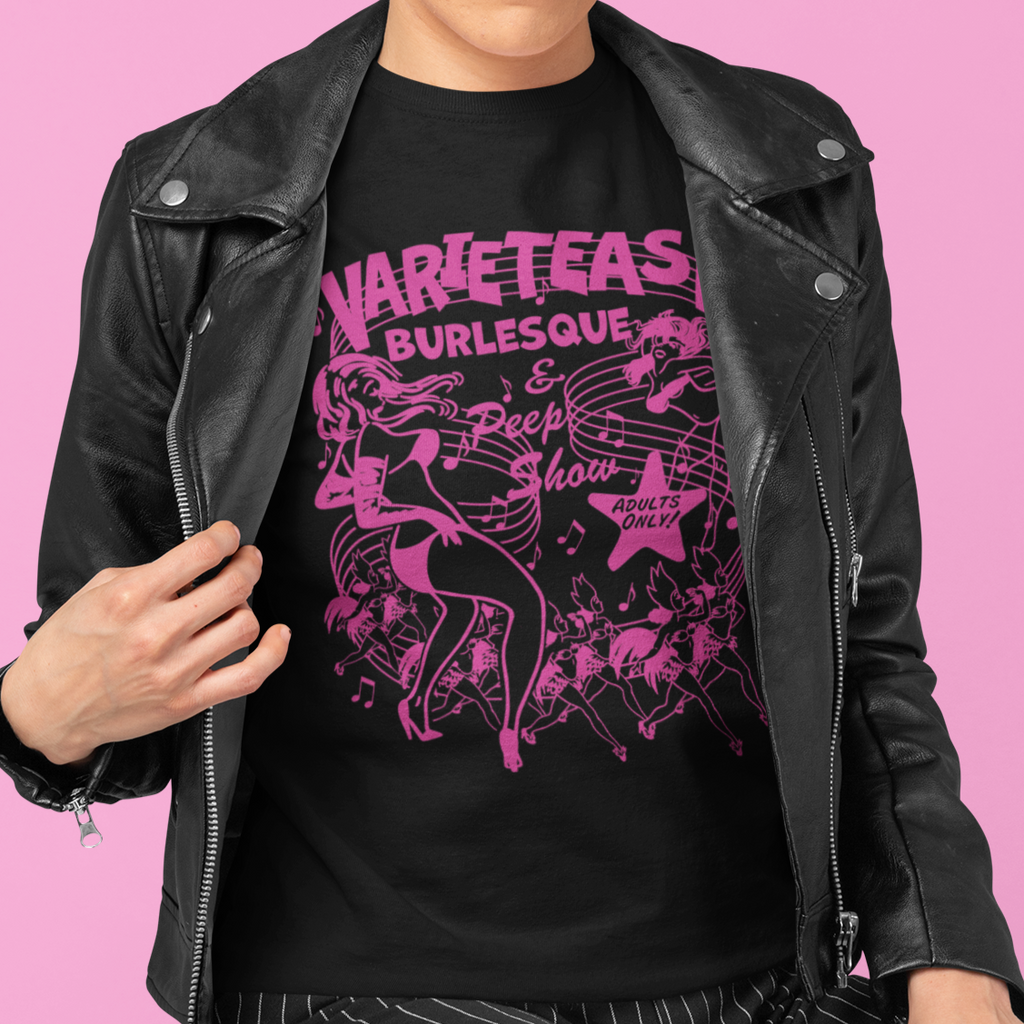 Varietease Burlesque & Peep Show Ladies Premium Black Cotton T-shirt