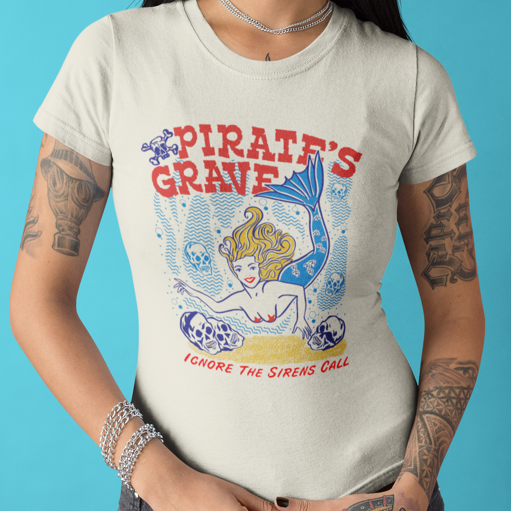 Pirate's Grave Mermaid Ladies Premium Cream Cotton T-shirt