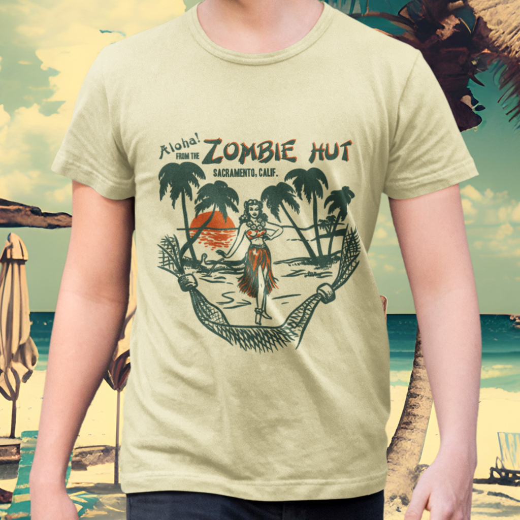 The Zombie Hut Tiki Souvenir Uni-Sex Premium Cotton Men's T-shirt