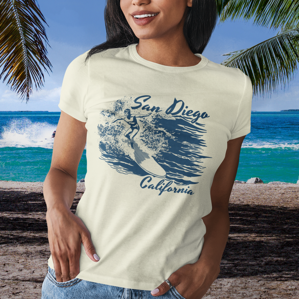 San Diego California Vintage Surfer Soft Cotton Women's T-shirt
