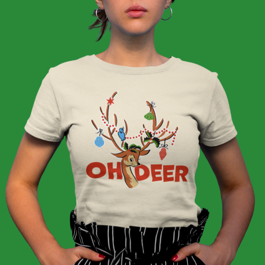Oh Deer Reindeer Christmas - Women's T-shirt