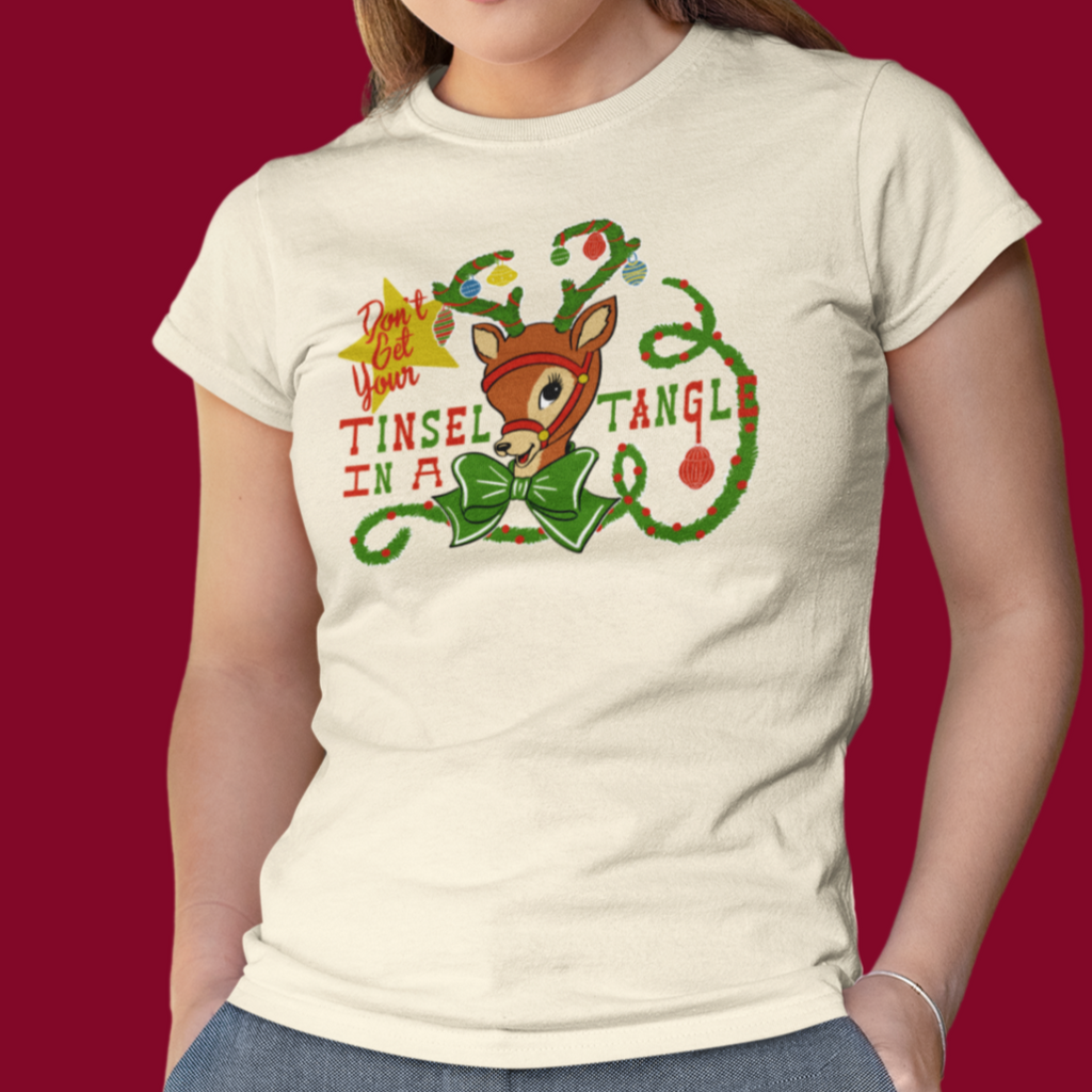 Tinsel Tangle Reindeer Christmas - Women's T-shirt