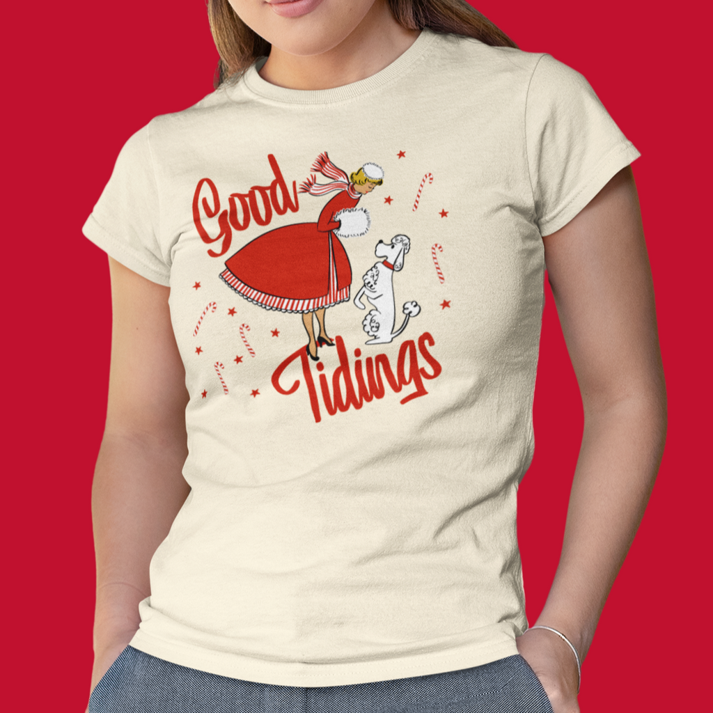 Good Tidings Retro Lady Christmas - Women's T-shirt