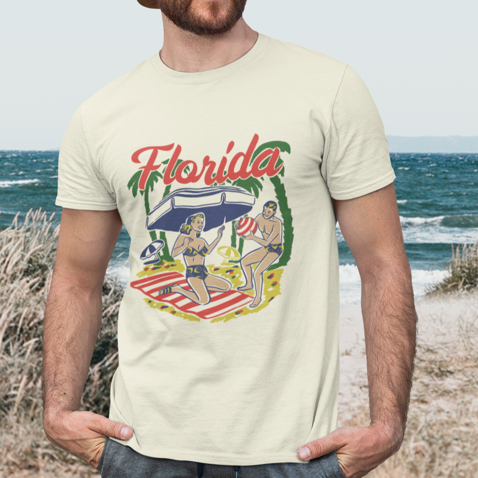 Florida - At The Beach! Men's Cream T-shirt