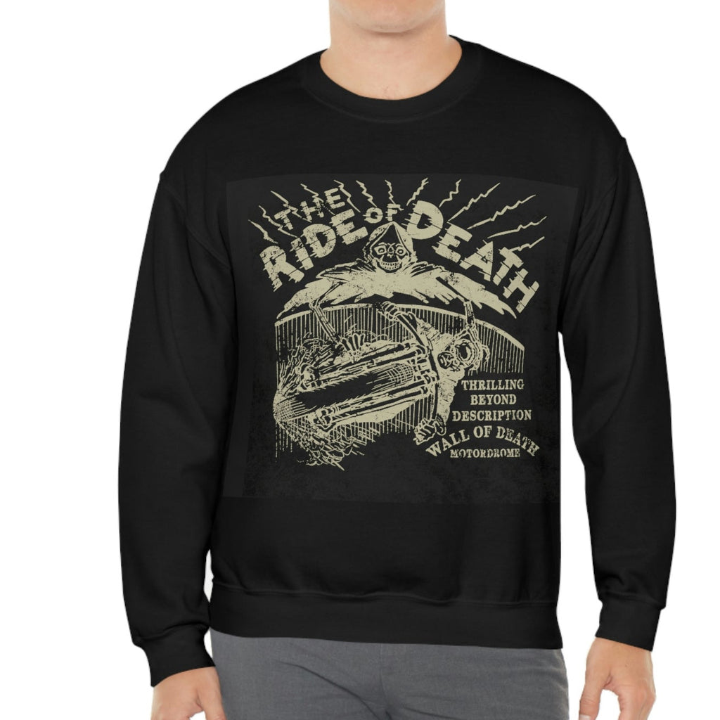 Ride of Death Motorcycle Black Crewneck Sweatshirt
